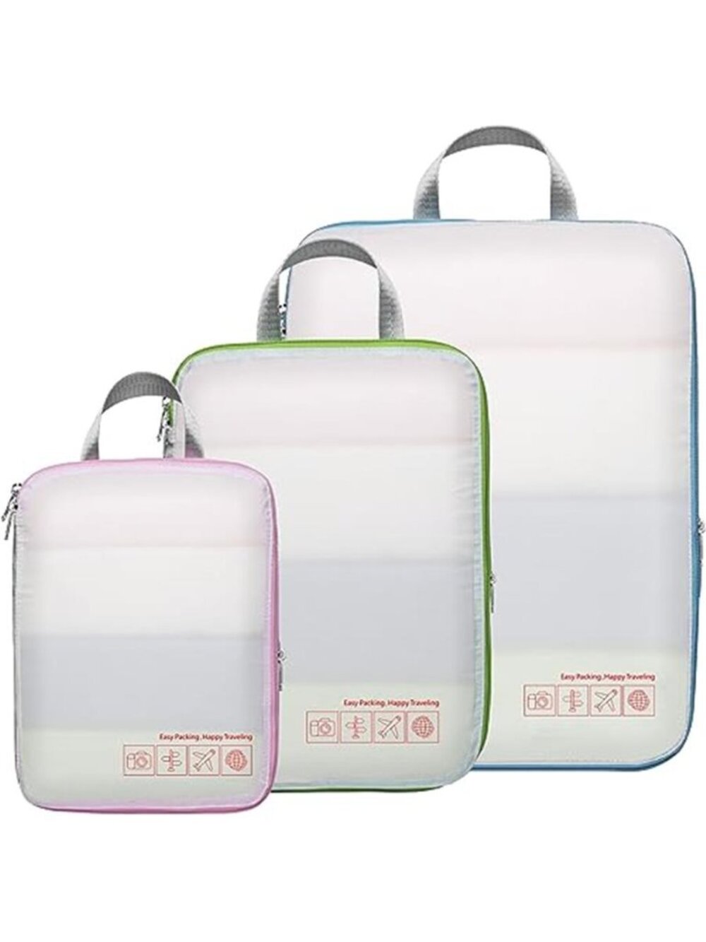Compression Packing Cubes Travel Organizer Luggage Storage Set Space Saving